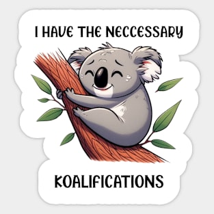 Cute Koala Hugging a Branch With Leafy Accents Sticker